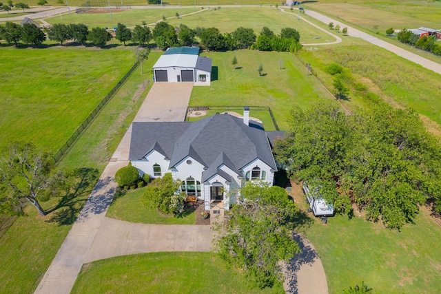 aerial view with a rural view