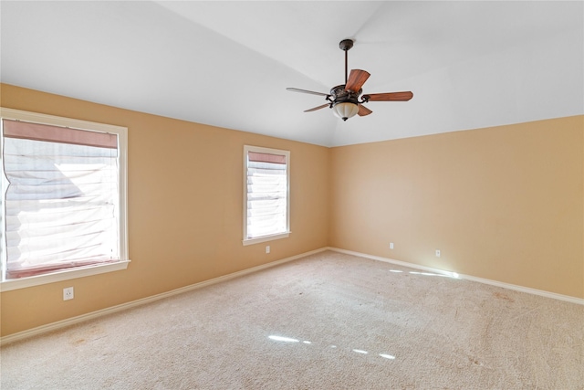4307 Sausalito Dr, Dallas, TX 75287 - spare room featuring ceiling fan, vaulted ceiling, and carpet