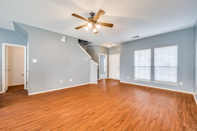 unfurnished room featuring ceiling fan and light hardwood / wood-style floors