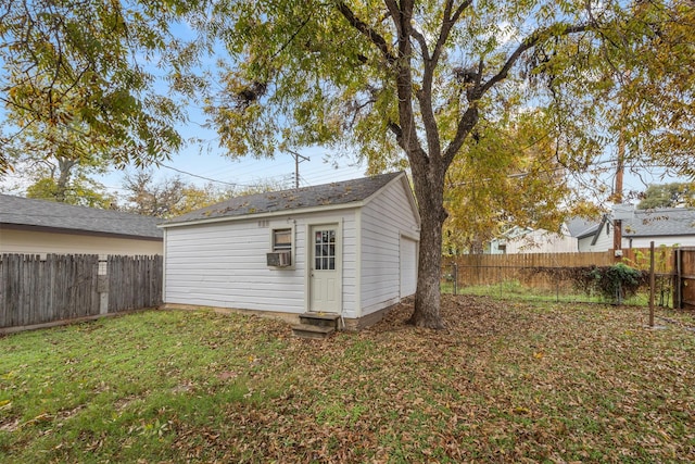 view of outdoor structure with a yard