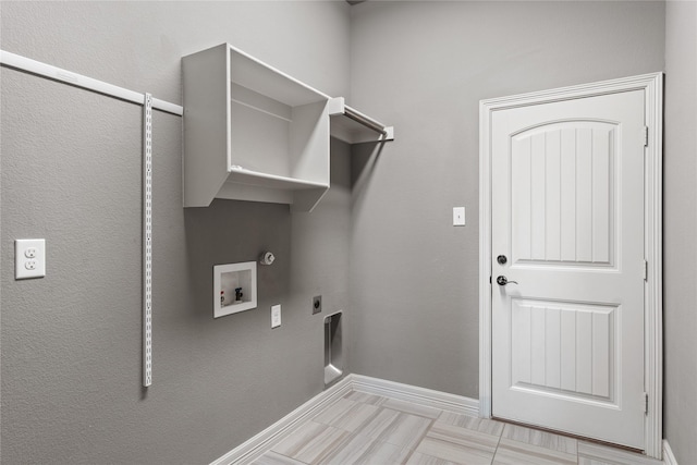 laundry room with baseboards, gas dryer hookup, washer hookup, laundry area, and hookup for an electric dryer