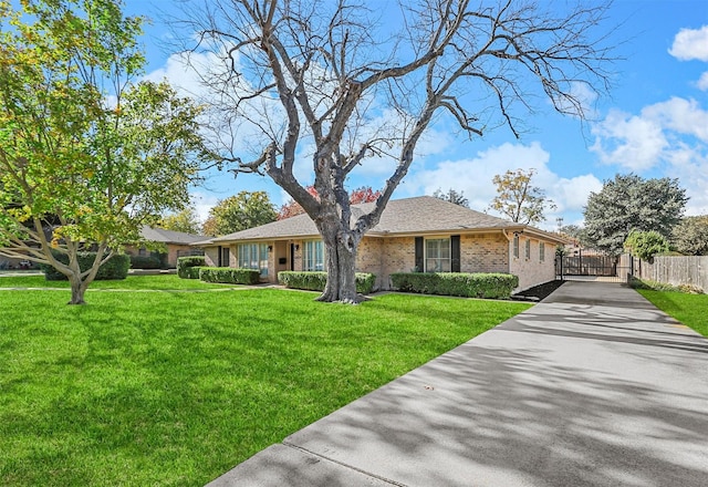 ranch-style house featuring a front yard