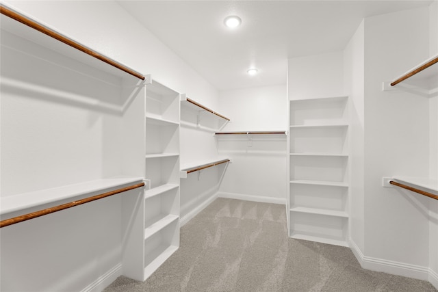 spacious closet with light colored carpet