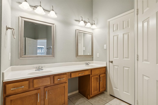 bathroom with tile patterned floors and vanity