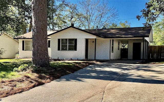 view of single story home