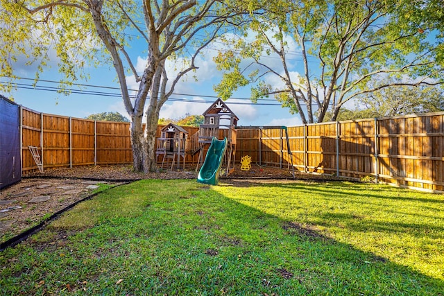 view of yard with a playground