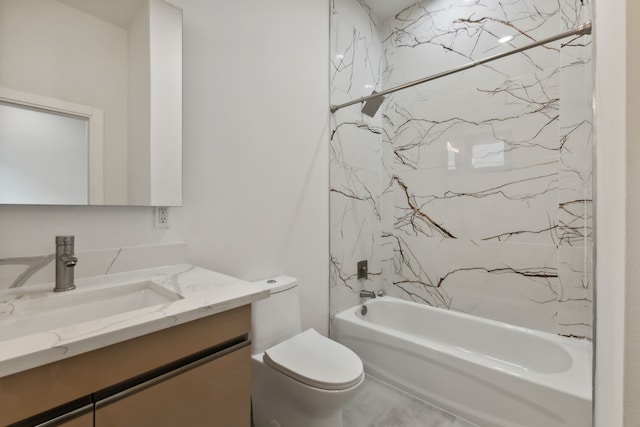 full bathroom with toilet, washtub / shower combination, and vanity