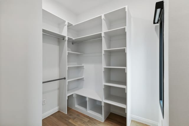 spacious closet featuring hardwood / wood-style flooring