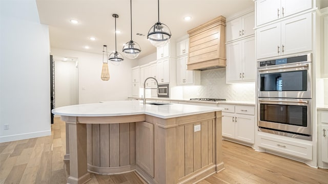 office area featuring light hardwood / wood-style floors and ceiling fan