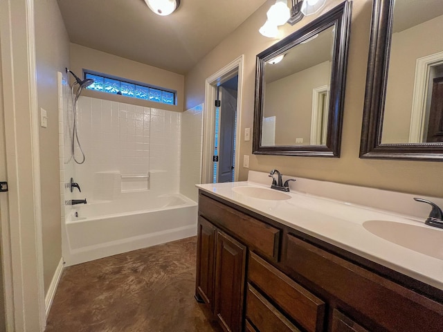 bathroom featuring vanity and bathtub / shower combination