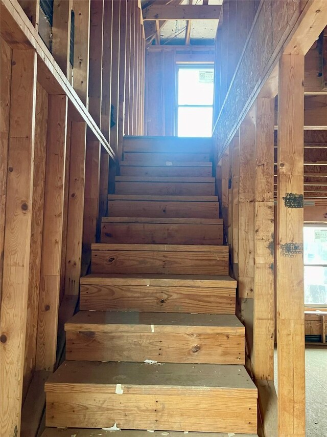 staircase with plenty of natural light