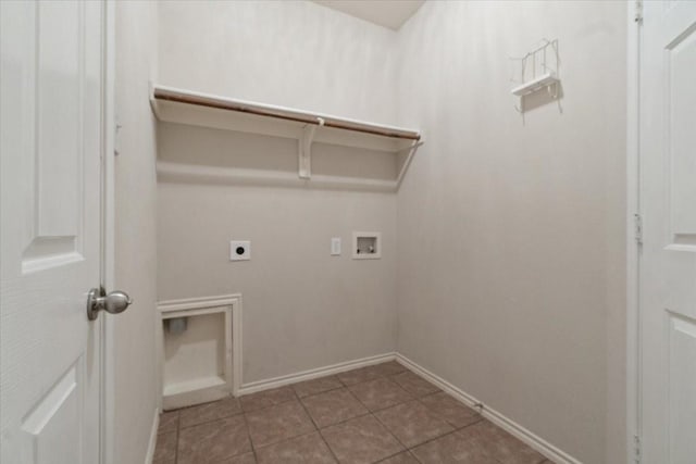 laundry room with washer hookup, tile patterned floors, and electric dryer hookup