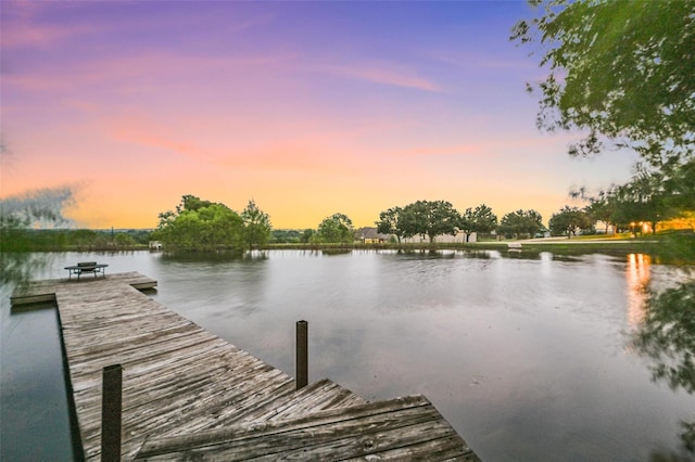 view of dock featuring a water view