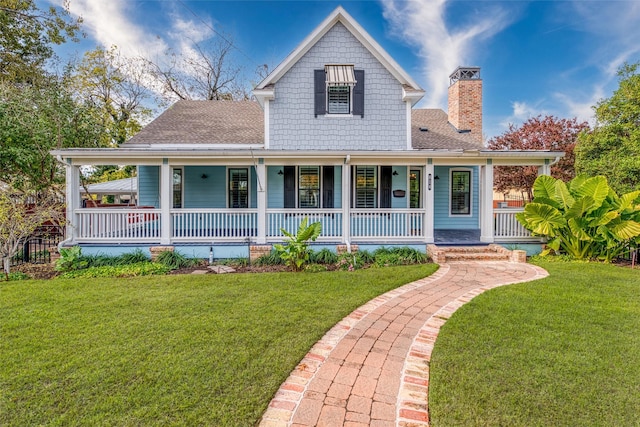 country-style home featuring a front lawn