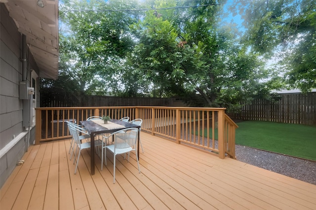 deck with a yard