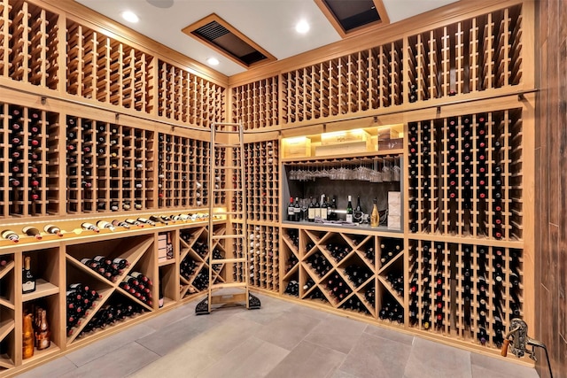 view of wine cellar