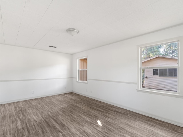 spare room featuring wood-type flooring