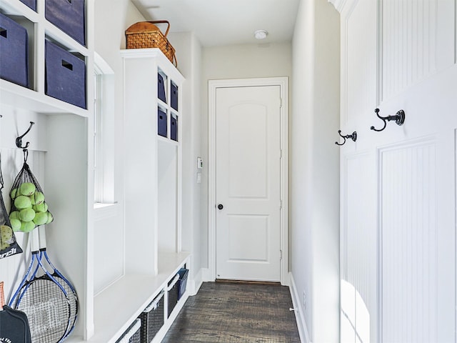 mudroom featuring dark hardwood / wood-style flooring