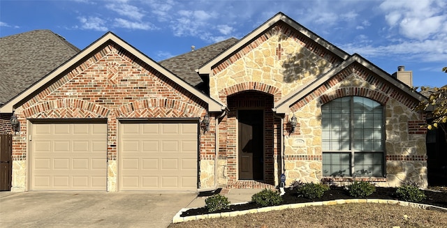 view of front of property with a garage