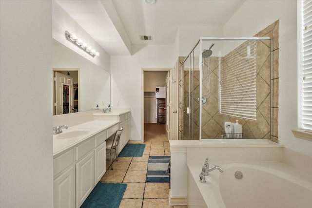 1700 Warm Springs Dr, Allen, TX 75002 - full bathroom featuring a shower stall, a spacious closet, visible vents, and a sink