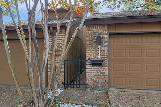 exterior space featuring a garage