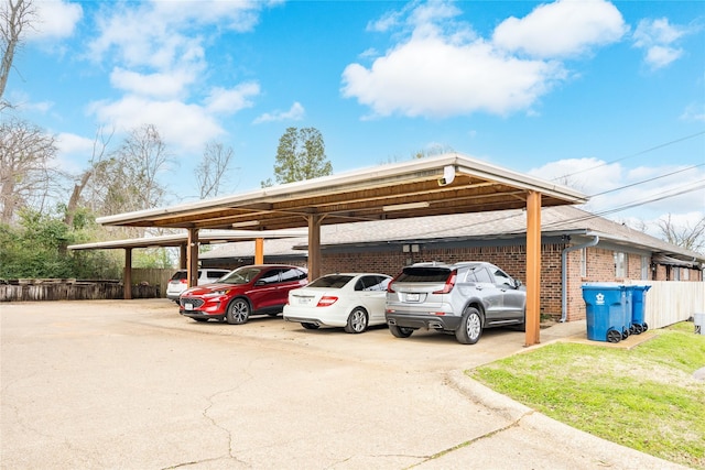 view of car parking featuring a carport