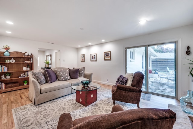 living room featuring light hardwood / wood-style floors