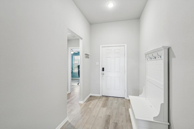 mudroom featuring light hardwood / wood-style flooring