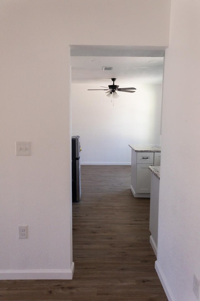 hallway featuring dark wood-type flooring