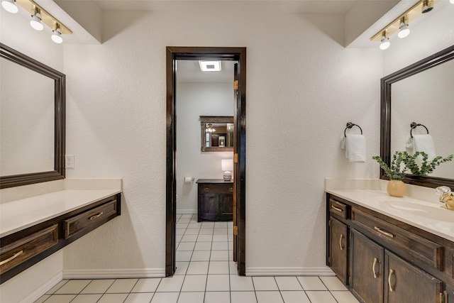 bathroom with vanity and tile patterned floors