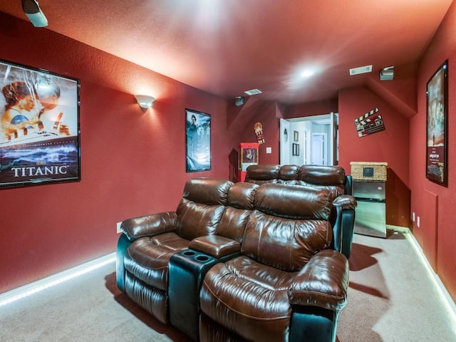 view of carpeted home theater room