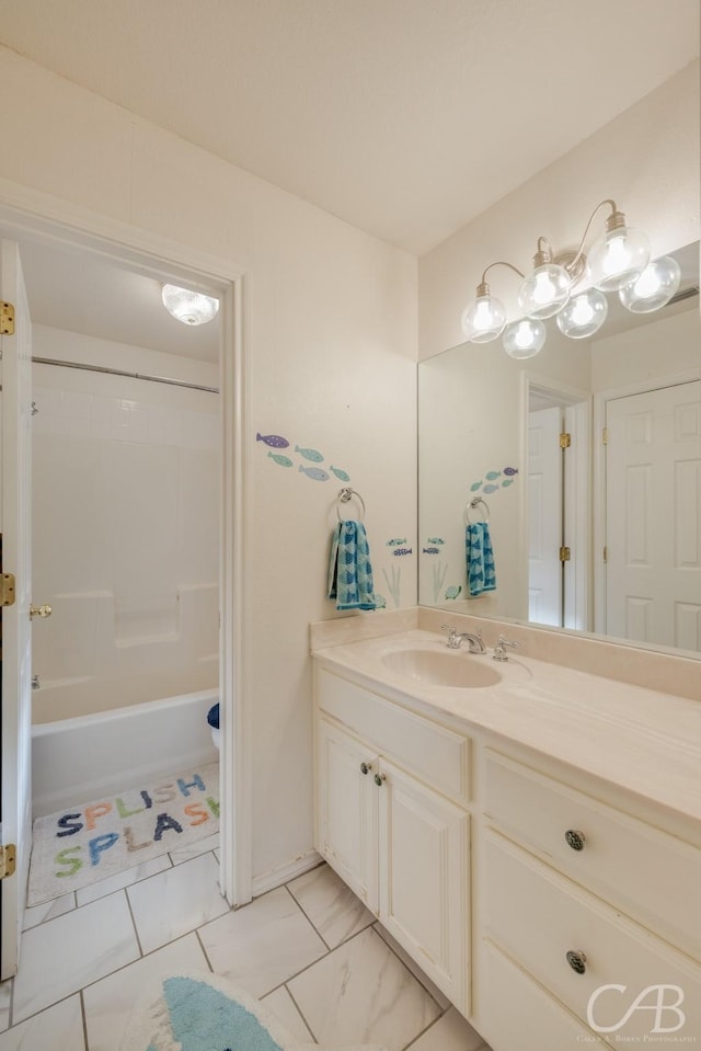 bathroom with vanity and shower / bathtub combination