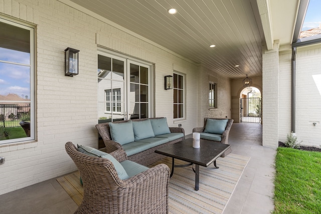 deck with an outdoor hangout area