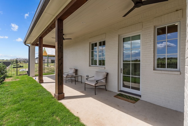 view of patio / terrace with ceiling fan