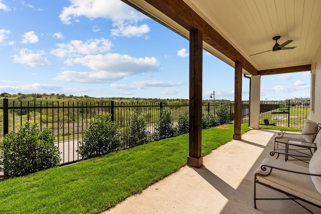 view of patio / terrace featuring ceiling fan