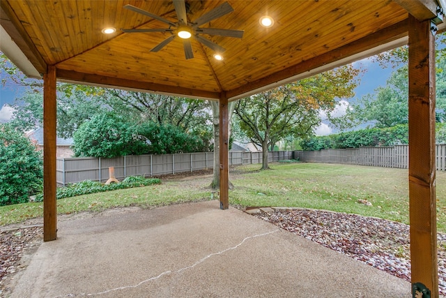 view of patio / terrace featuring ceiling fan