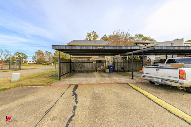 view of parking featuring a carport