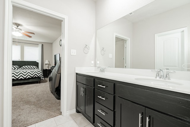 3204 Sunny Hill Way, Royse City, TX 75189 - ensuite bathroom featuring tile patterned floors, a ceiling fan, and double vanity