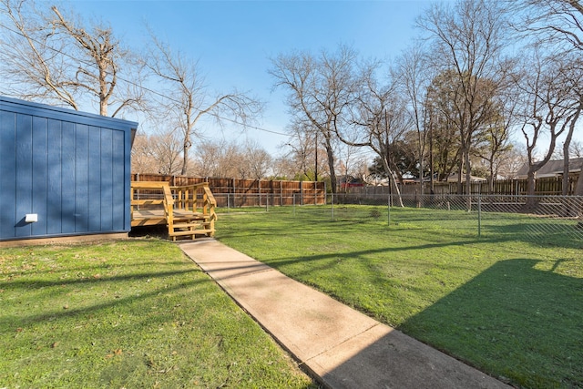 view of yard featuring a deck