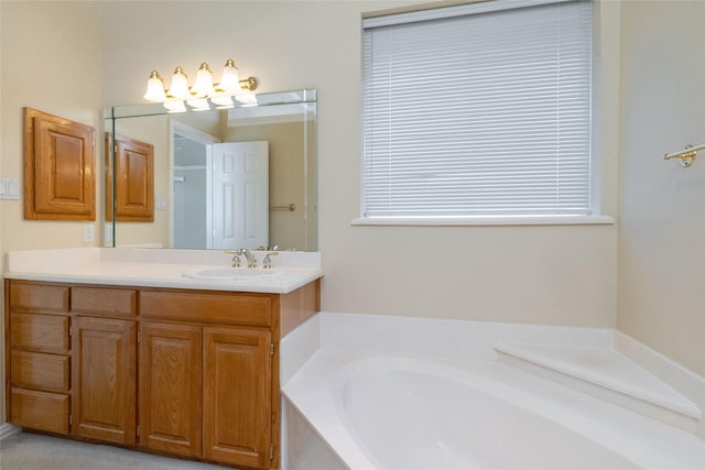 bathroom featuring vanity and a bathing tub