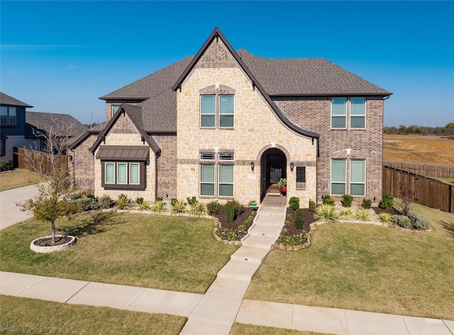 view of front of home featuring a front lawn