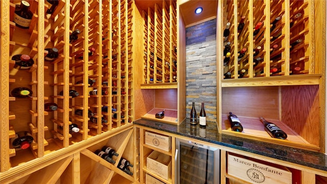 wine area featuring beverage cooler