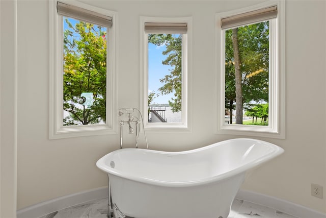 bathroom featuring plenty of natural light and a bathtub