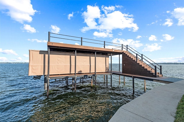 view of dock featuring a water view