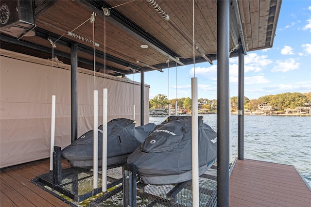 view of dock featuring a water view