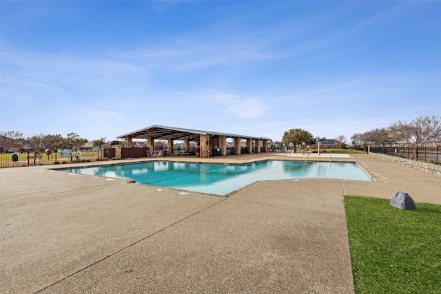 view of pool with a patio and a gazebo