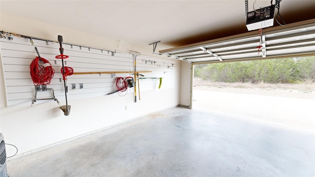 garage with a garage door opener