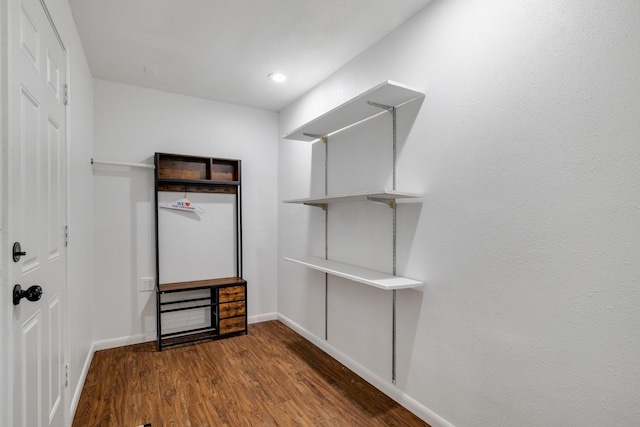 walk in closet featuring hardwood / wood-style flooring