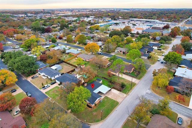 view of aerial view at dusk