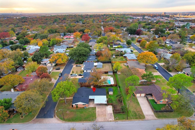 view of aerial view at dusk